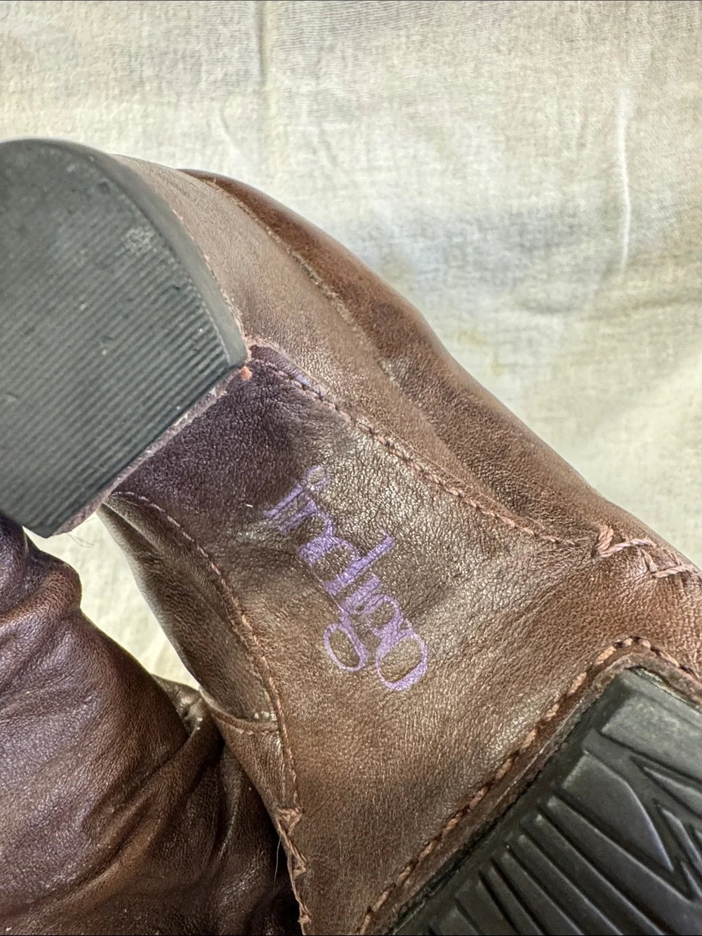 Indigo Brown leather Slouchy Ankle Booties with Side Zip